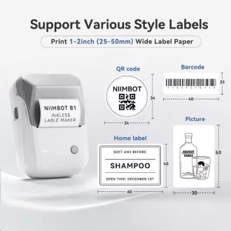 Niimbot Tlačiareň štítkov B1 Smart, grey + rolka štítkov 210ks