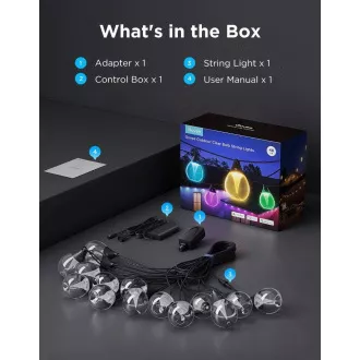 Govee RGBICW Smart záhradná reťaz 15 žiaroviek Matter