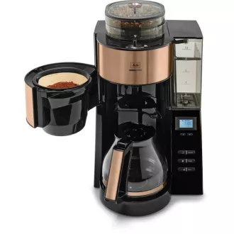 Melitta AromaFresh 1021-04 kávovar s mlynčekom, prekvapkávač, sklenená kanvica, 1180 W, displej, medený