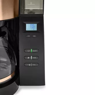 Melitta AromaFresh 1021-04 kávovar s mlynčekom, prekvapkávač, sklenená kanvica, 1180 W, displej, medený
