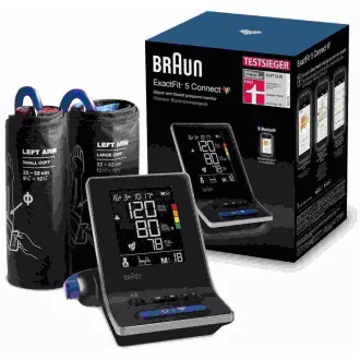 Braun ExactFit 5 CONNECT BUA6350 tlakomer na paži, detekcia arytmie, LCD displej, Bluetooth