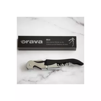 Orava WO-8 pákový otvárač na víno a pivo, dvojstupňový, praktický nožík, čierna