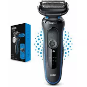 Braun Series 5 51-B1000s elektrický holiaci strojček, na fúzy a tvár, akumulátorový, planžetový, čierny / modrý