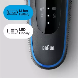 Braun Series 5 51-B1000s elektrický holiaci strojček, na fúzy a tvár, akumulátorový, planžetový, čierny / modrý Braun Series 5 51-B1000s elektrický holiaci strojček, na fúzy a tvár, akumulátorový, planžetový, čierny / modrý