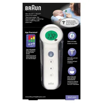 Braun BNT400WE bezkontaktný teplomer, Age Precision, tichý režim, podsvietený displej, biely