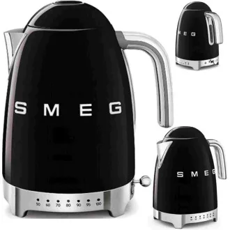 Smeg KLF04BLEU rýchlovarná kanvica, 1, 7 l (7 šálok), 2400 W, štýl 50. rokov, riadenie teploty, 7 programov, čierna