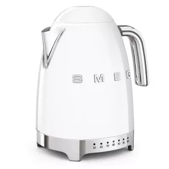 Smeg KLF04WHEU rýchlovarná kanvica, 1, 7 l (7 šálok), 2400 W, štýl 50. rokov, riadenie teploty, 7 programov, biela