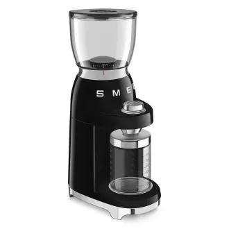 Smeg CGF11BLEU mlynček na kávu, 150 W, nastaviteľná hrubosť, nerezový mlynček, nádoba z tritánu, čierny