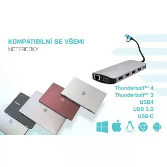 i-tec USB 3.0 USB-C/Thunderbolt 3x Display Metal Nano Dock with LAN, PD 100 W