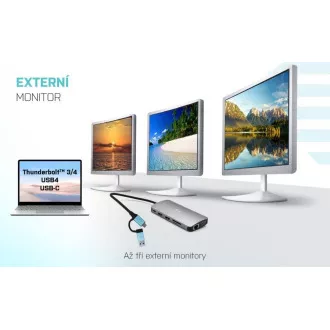 i-tec USB 3.0 USB-C/Thunderbolt 3x Display Metal Nano Dock with LAN, PD 100 W