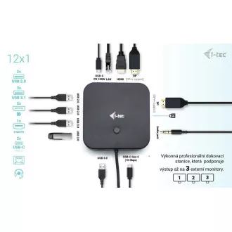 i-tec USB-C HDMI + Dual DP Docking Station + Power Delivery 100 W