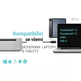 i-tec USB-C Metal Ergonomic 4K 3x Display Docking Station, PD 100W