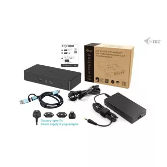 i-tec USB 3.0/USB-C/Thunderbolt 3 Professional Dual 4K Display Dock.st. Gen2, PD 100W