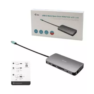 i-tec USB-C Metal Nano Dock HDMI/VGA s LAN + Power Delivery 100W + Charger 100W (bundle)