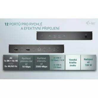 i-tec Universal 5x 4K Display Docking Station, Power Delivery 100W