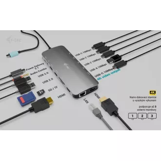 i-tec USB-C Metal Nano 3x Display Dock, 2x HDMI 1x USB-C video, Power Delivery 140W