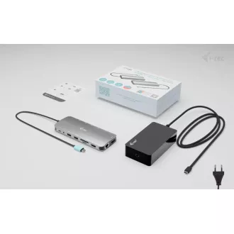 i-tec USB-C Metal Nano 3x Display Dock, 2x HDMI 1x USB-C video, PD 140W + Universal Charger 140 W