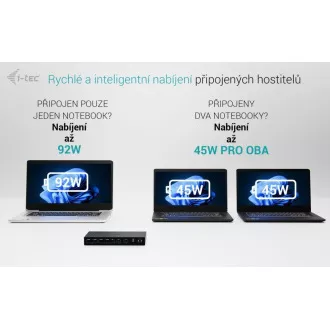 i-tec USB-C KVM Docking station pre 3 Hosts, Dual Display, Power Delivery 1x 92W/2x 65W