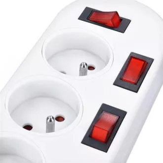 Solight predlžovací prívod, 5 zásuviek, biely, 6x vypínač, 2m