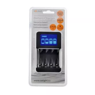 Solight nabíjačka s LCD displejom, AC 230V, 450mA, 4 kanály, AA/AAA, riadená mikroprocesorom
