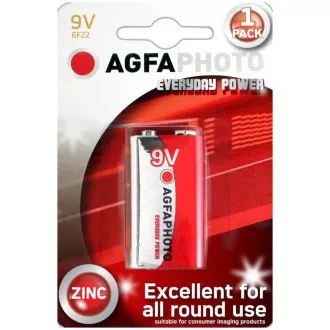 AgfaPhoto zinková batéria 9V, shrink 1ks