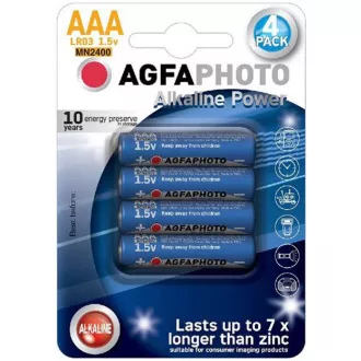 AgfaPhoto Power alkalická batéria LR03/AAA, blister 4ks