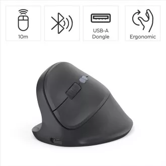 Hama vertikálna ergonomická bezdrôtová myš EWM-600L, pre ľavákov, nabíjací, Multi Device