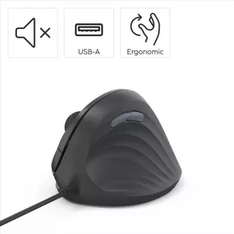 Hama vertikálna ergonomická káblová myš ECM-500R, pre pravákov, čierna