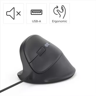 Hama vertikálna ergonomická káblová myš ECM-500L, pre ľavákov, čierna
