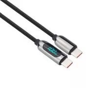 Solight USB-C kábel s displejom, USB-C konektor - USB-C konektor, 100W, 2m