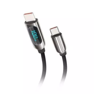 Solight USB-C kábel s displejom, USB-C konektor - USB-C konektor, 100W, 2m