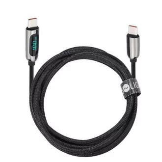 Solight USB-C kábel s displejom, USB-C konektor - USB-C konektor, 100W, 2m