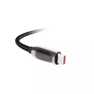 Solight USB-C kábel s displejom, USB-C konektor - USB-C konektor, 100W, 2m
