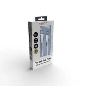 Solight USB-C/Lightning kábel, USB-C konektor - Lightning konektor, silikón, 1m