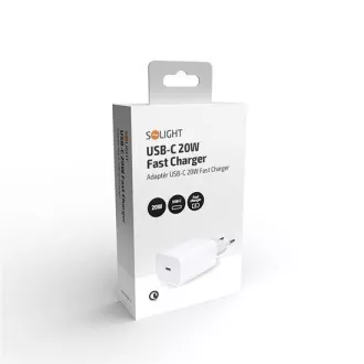 Solight univerzálny napájací adaptér USB-C 20W, biela