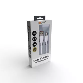 Solight lightning kábel, USB 2.0 A konektor - Lightning konektor, silikón, 1m Solight lightning kábel, USB 2.0 A konektor - Lightning konektor, silikón, 1m