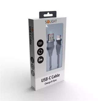 Solight USB-C kábel, USB 2.0 A konektor - USB-C 3.1 konektor, silikón, 2m