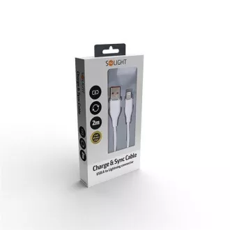 Solight lightning kábel, USB 2.0 A konektor - Lightning konektor, silikón, 2m