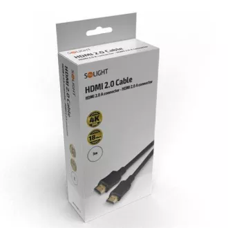 Solight HDMI kábel s Ethernetom, HDMI 2.0 A konektor - HDMI 2.0 A konektor, blister, 3m Solight HDMI kábel s Ethernetom, HDMI 2.0 A konektor - HDMI 2.0 A konektor, blister, 3m