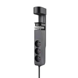 Solight 3z + USB A + C prenosné stolné zásuvky, 2m, čierna, USB rýchlonabíjačka 20W PD