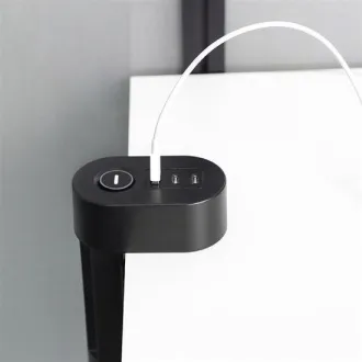 Solight 3z + USB A + C prenosné stolné zásuvky, 2m, čierna, USB rýchlonabíjačka 20W PD