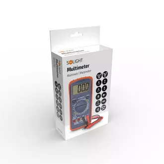 Solight multimeter, max. AC 600V/10A, max. DC 600V/10A, test diódy, bzučiak, hFE, kapacita, odpor Solight multimeter, max. AC 600V/10A, max. DC 600V/10A, test diódy, bzučiak, hFE, kapacita, odpor