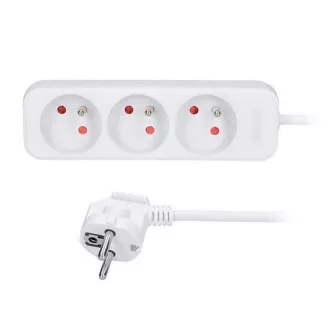 Solight predlžovací prívod 3m, 3 zásuvky, 16A/3680W, PVC, biely