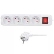 Solight predlžovací prívod 5m, 4 zásuvky, vypínač, 16A/3680W, PVC, biely