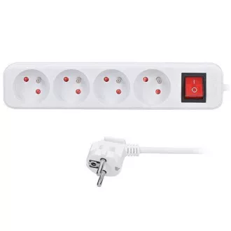 Solight predlžovací prívod 5m, 4 zásuvky, vypínač, 16A/3680W, PVC, biely Solight predlžovací prívod 5m, 4 zásuvky, vypínač, 16A/3680W, PVC, biely