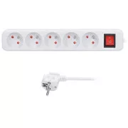Solight predlžovací prívod 3m, 5 zásuviek, vypínač, 16A/3680W, PVC, biely