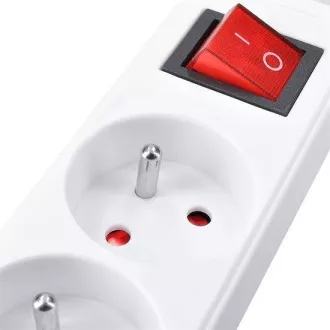 Solight predlžovací prívod 3m, 5 zásuviek, vypínač, 16A/3680W, PVC, biely