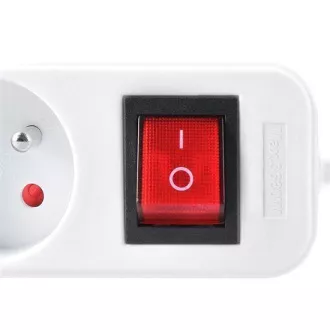 Solight predlžovací prívod 5m, 5 zásuviek, vypínač, 16A/3680W, PVC, biely