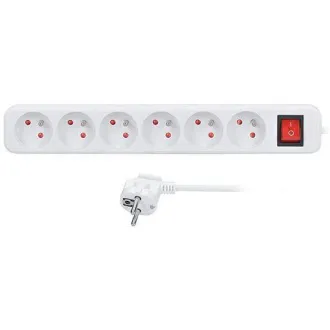 Solight predlžovací prívod 5m, 6 zásuviek, vypínač, 16A/3680W, PVC, biely Solight predlžovací prívod 5m, 6 zásuviek, vypínač, 16A/3680W, PVC, biely