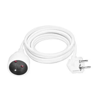 Solight predlžovací prívod 5m, 1 zásuvka, 16A/3680W, PVC, biely